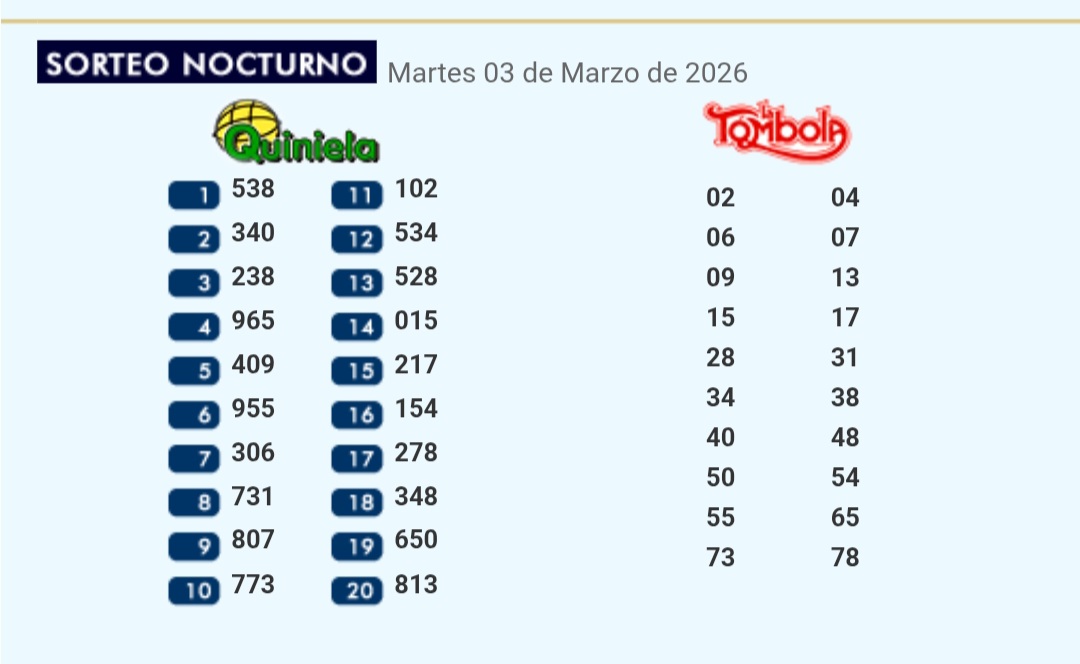 Sorteo nocturno