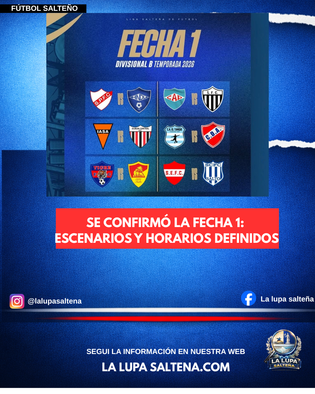 Se confirmó la Fecha 1 "B": escenarios y horarios definidos